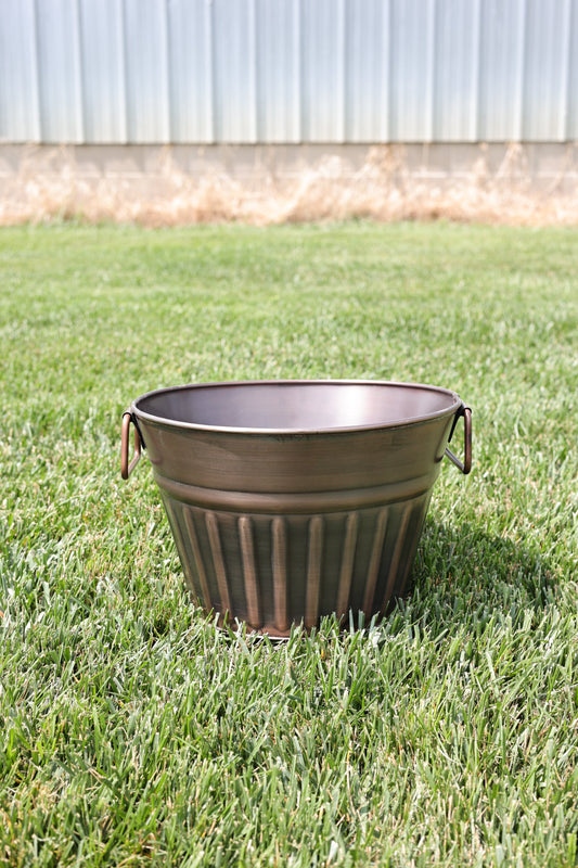Copper Striped Metal Planter