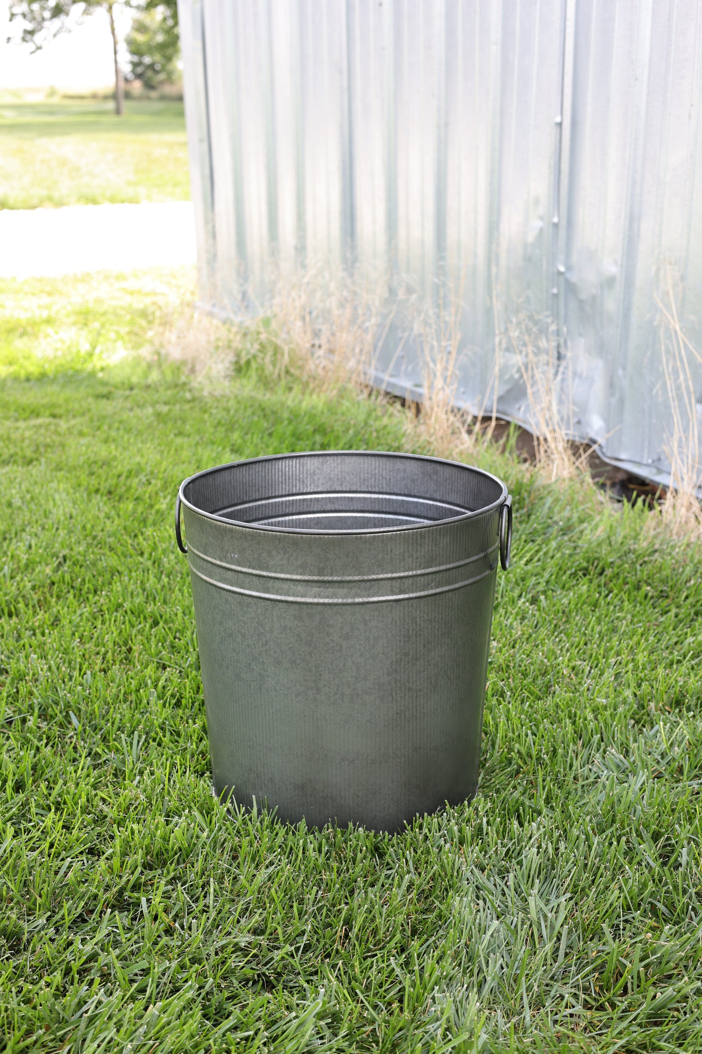 Striped Galvanized Metal Planter