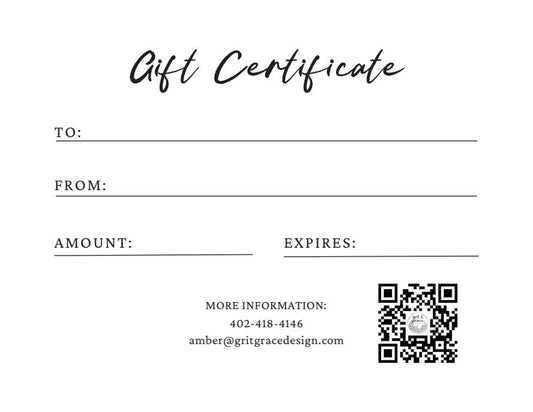 Grit & Grace Gardens and Design Gift Certificate