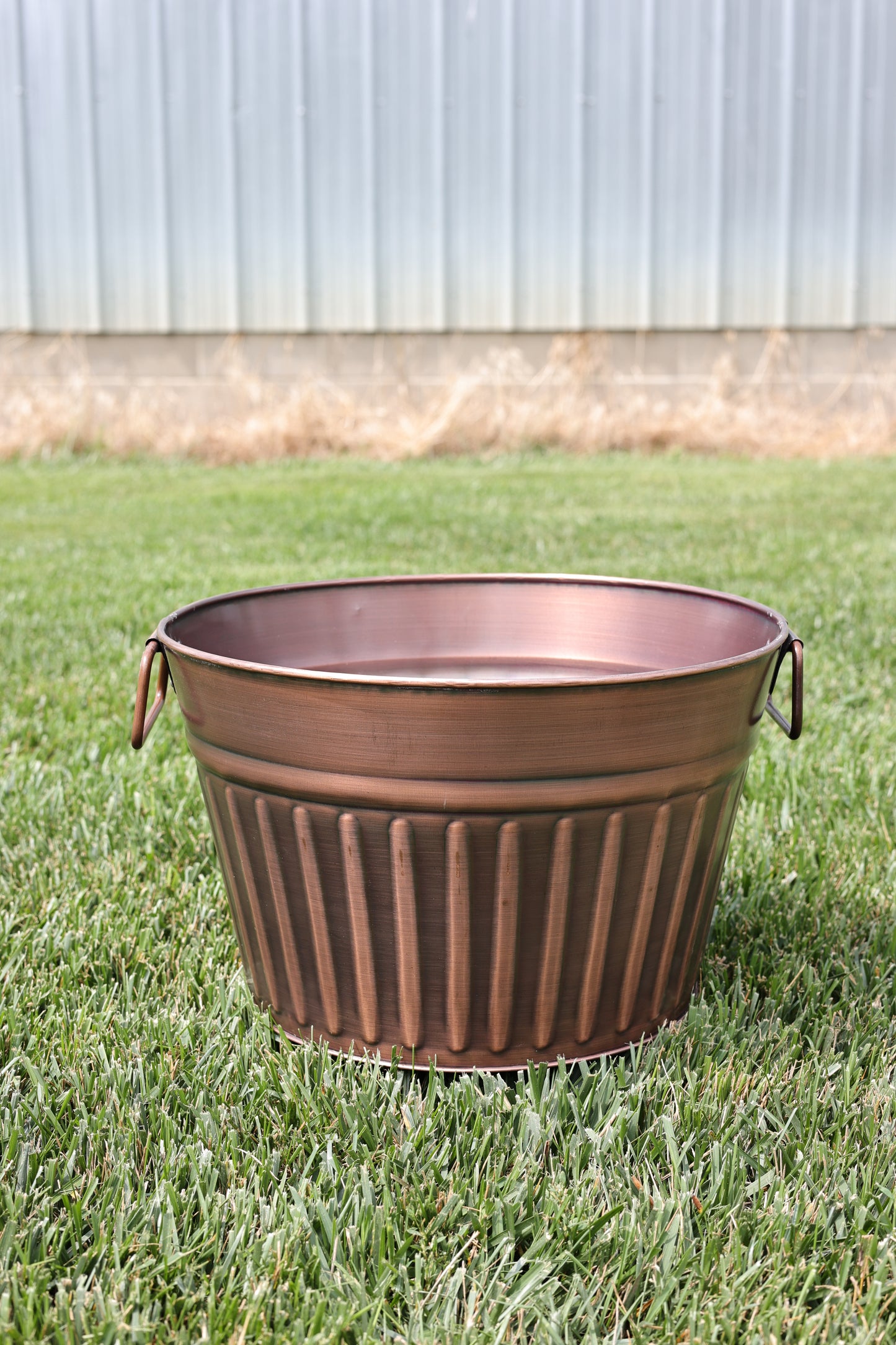 Copper Striped Metal Planter
